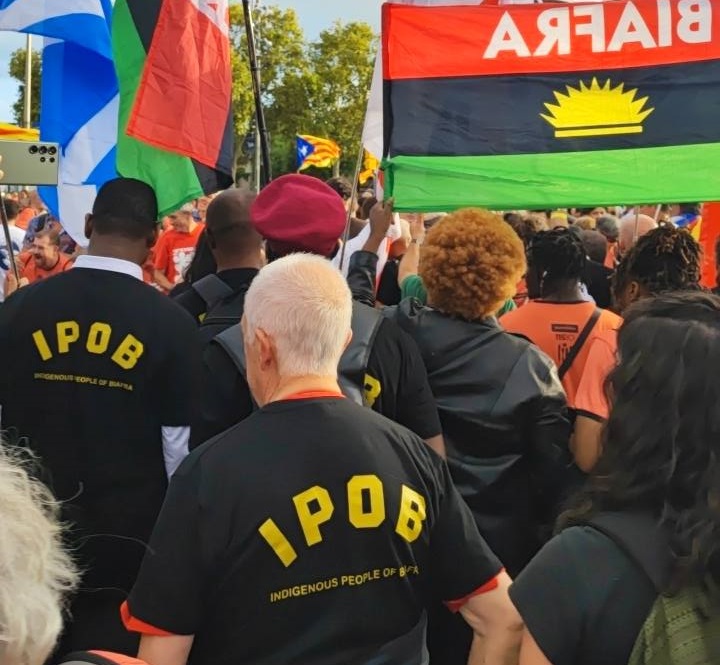 Biafrans Storm Trafalgar Square London, March on 10 Downing Street, Demand Freedom for Nnamdi Kanu and an End to Christian Genocide in Nigeria